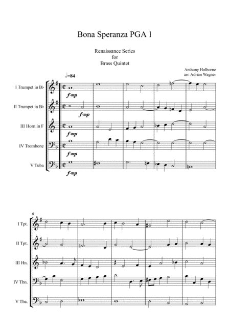 Bona Speranza Pga 1 Anthony Holborne Brass Quintet Arr Adrian Wagner Page 2