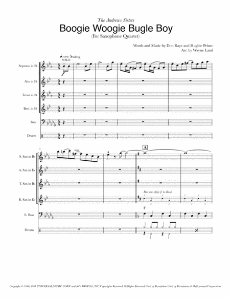 Boogie Woogie Bugle Boy Sax Quartet Page 2