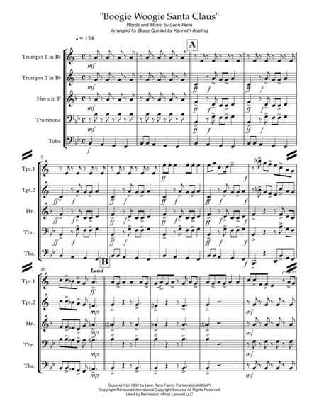 Boogie Woogie Santa Claus For Brass Quintet Page 2