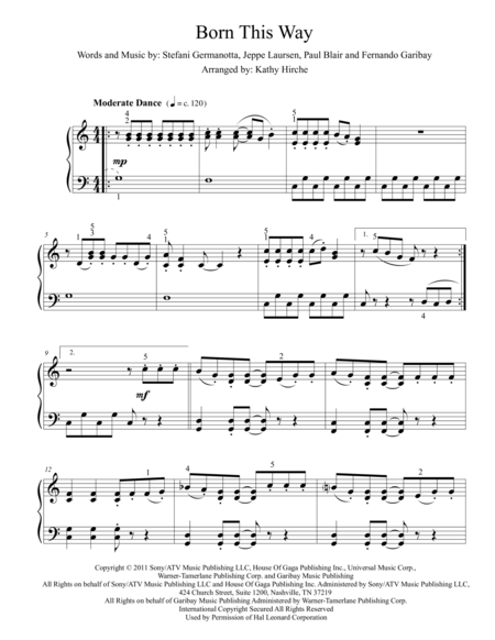 Born This Way Piano Solo Page 2