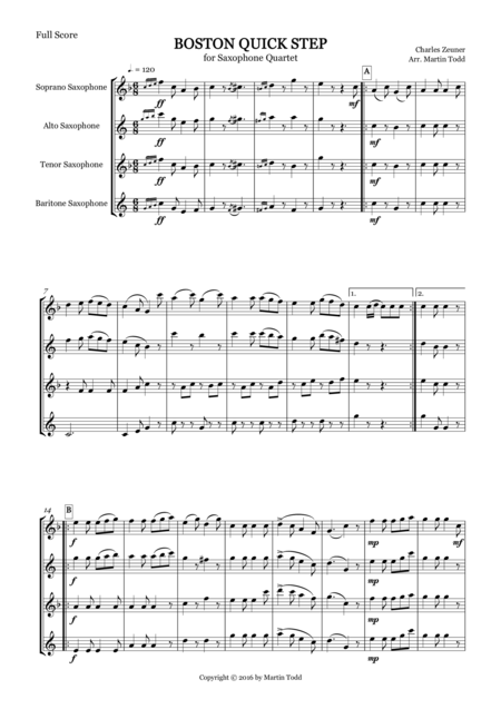 Boston Quick Step For Saxophone Quartet Satb Page 2
