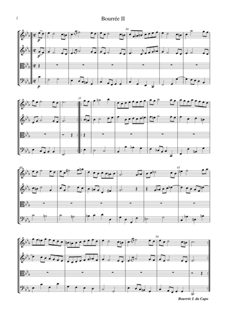 Bourree 1 2 From Suite No 1 Bwv 1066 For String Quartet Page 2