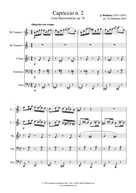 Brahms Capriccio Op 76 N 2 For Brass Quintet Page 2