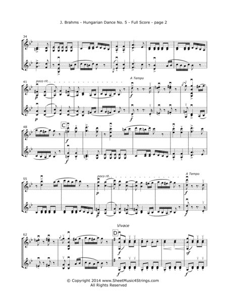 Brahms Hungarian Dance No 5 Duo For Two Violins Page 2