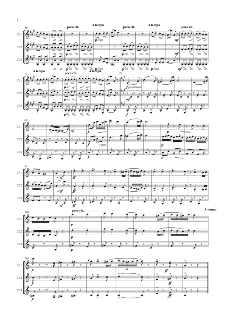 Brahms Hungarian Dance Ungarischer Tanz No 5 Clarinet Trio Page 2