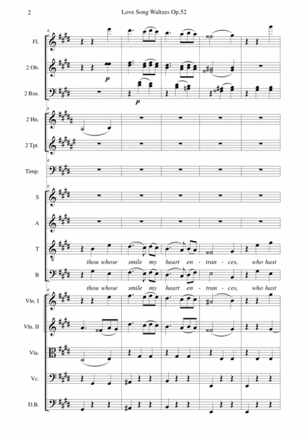 Brahms Love Song Waltzes Op 52 For Choir And Chamber Orchestra Full Score Page 2