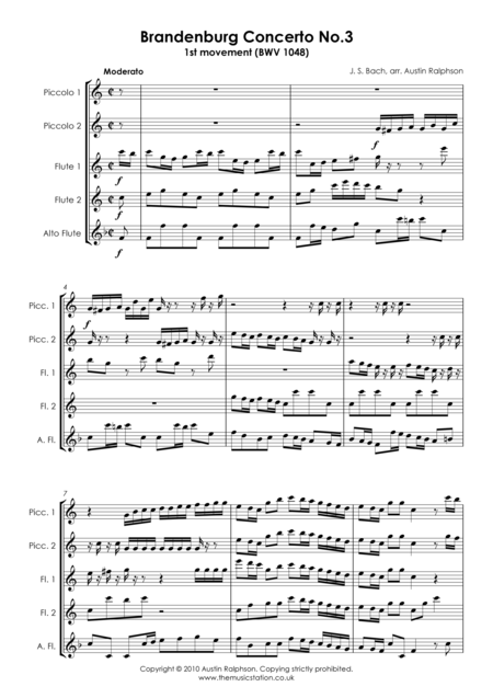 Brandenburg Concerto No 3 1st Movement Flute Quintet Page 2