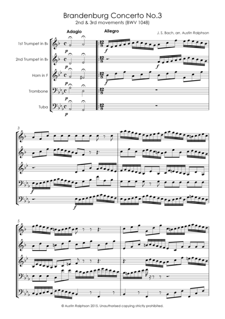 Brandenburg Concerto No 3 2nd 3rd Movements Brass Quintet Page 2