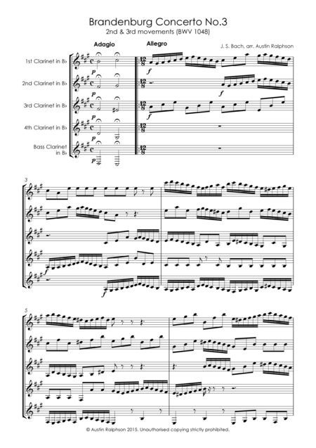 Brandenburg Concerto No 3 2nd 3rd Movements Clarinet Quintet Page 2