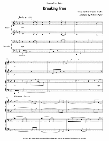 Breaking Free Advanced Piano Duet High School Musical Page 2