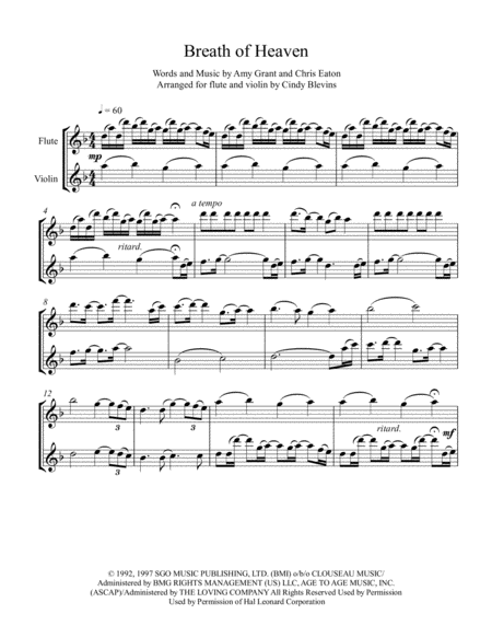 Breath Of Heaven Marys Song Arranged For Flute And Violin Page 2