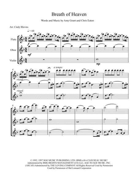 Breath Of Heaven Marys Song Arranged For Flute Oboe And Violin Page 2