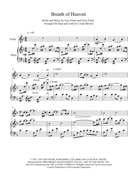 Breath Of Heaven Marys Song Arranged For Harp And Violin Page 2