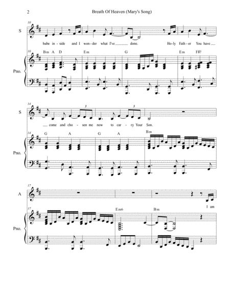 Breath Of Heaven Marys Song Duet For Soprano And Alto Solo Page 2