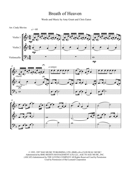 Breath Of Heaven Marys Song For Two Violins And Cello Page 2