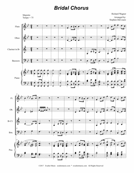 Bridal Chorus For Woodwind Quartet Piano Accompaniment Page 2