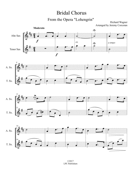 Bridal Chorus From The Opera Lohengrin For Alto And Tenor Saxophone Page 2