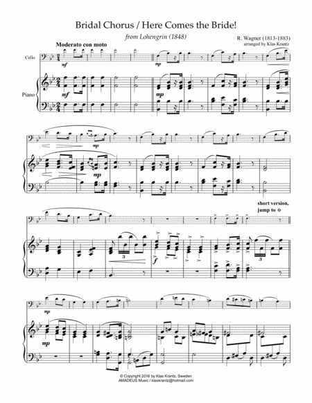 Bridal Chorus Here Comes The Bride For Cello And Easy Piano Page 2