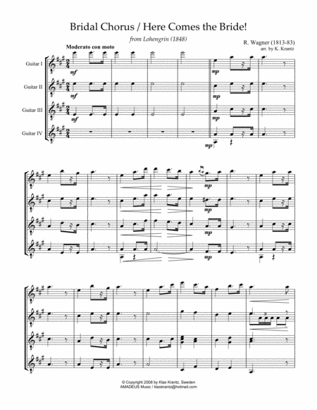 Bridal Chorus Here Comes The Bride For Guitar Quartet Page 2