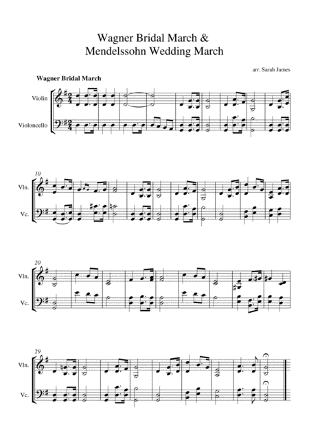 Bridal March And Wedding March Violin Cello Simplified And Shortened Versions For Wedding Use Page 2