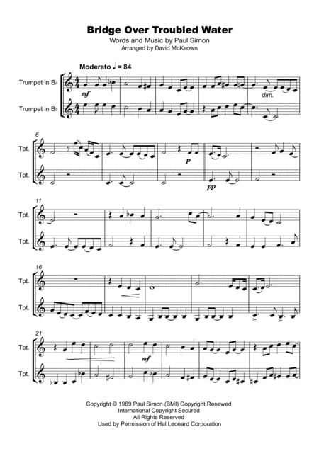 Bridge Over Troubled Water Trumpet Duet Page 2