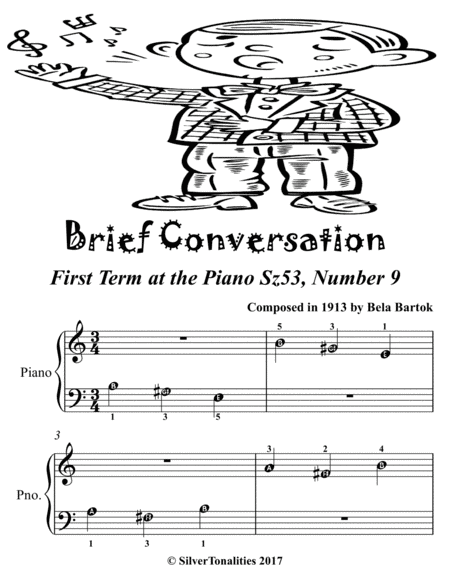 Brief Conversation First Term At The Piano Sz53 Number 9 Easiest Piano Sheet Music Page 2