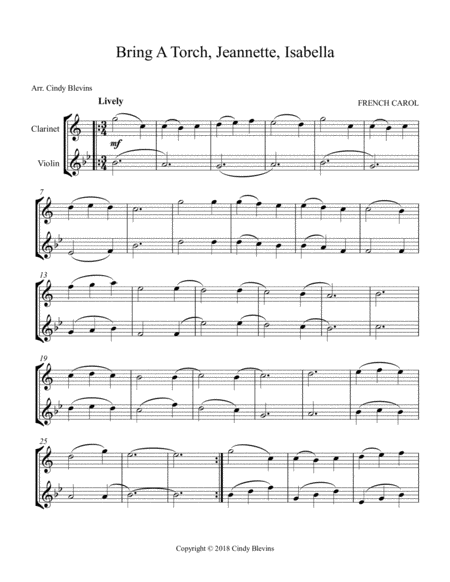 Bring A Torch Jeannette Isabella For Clarinet And Violin Page 2