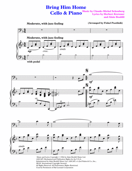 Bring Him Home For Cello And Piano Page 2