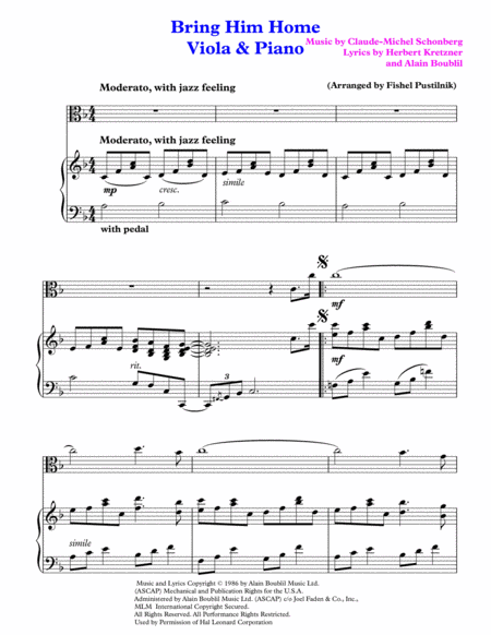 Bring Him Home For Viola And Piano Page 2