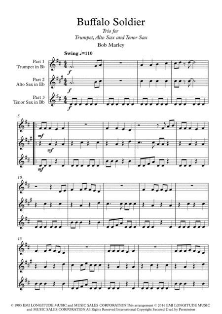 Buffalo Soldier Trio For Trumpet Alto Saxophone And Tenor Saxophone Page 2