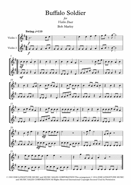 Buffalo Soldier Violin Duet Page 2