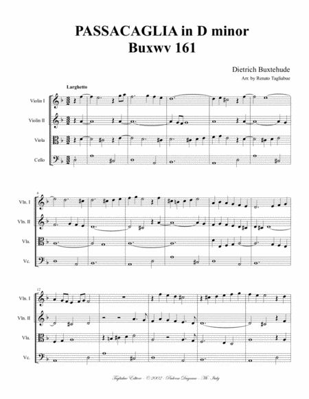 Buxtehude Passacaglia In D Minor Buxwv 161 Arr For String Quartet Page 2