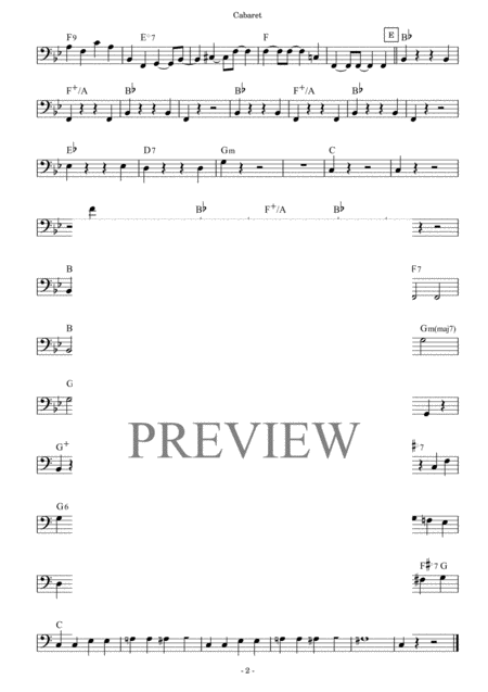 Cabaret Jazz Bass Transcription Of The Cabaret Recording Page 2