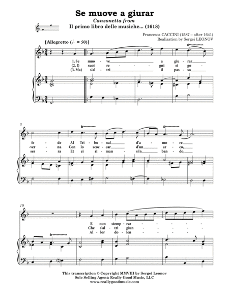 Caccini Francesca Se Muove A Giurar Canzonetta Arranged For Voice And Piano G Minor Page 2