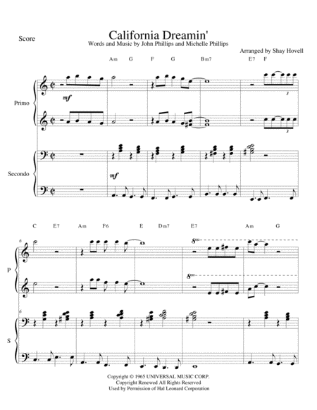 California Dreamin Piano Duet Intermediate Page 2