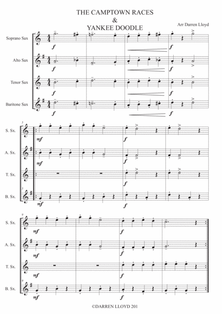 Camptown Races Yankee Doodle Dandy Medley Saxophone Quartet Page 2