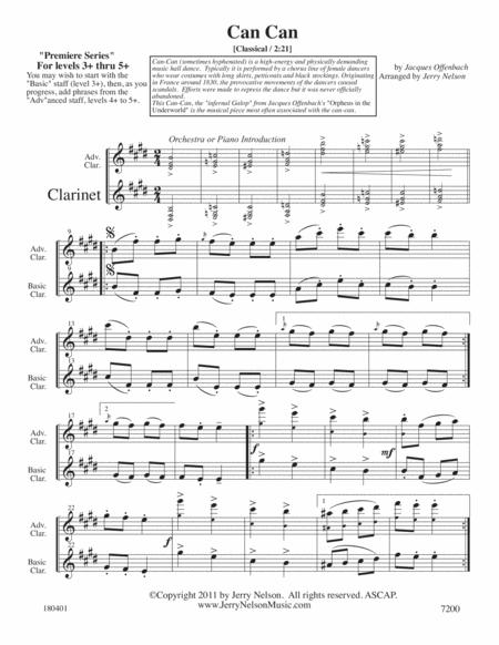 Can Can Offenbach Arrangements Level 3 To 5 For Clarinet Written Accomp Page 2