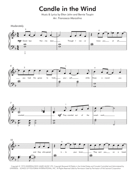 Candle In The Wind Easy Piano Page 2