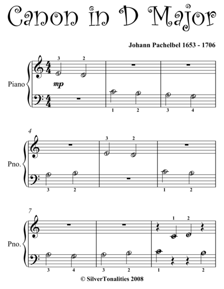 Canon In D Beginner Piano Sheet Music Page 2