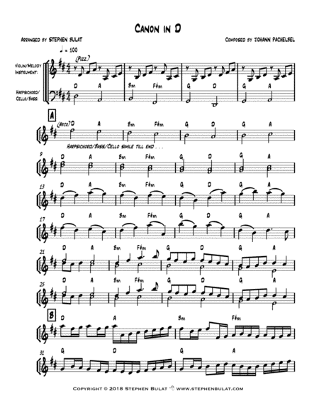 Canon In D Pachelbel Lead Sheet In Original Key Of D Page 2