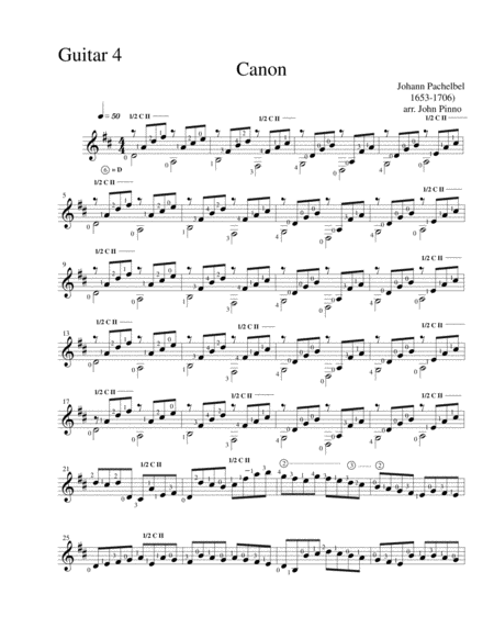 Canon Johann Pachelbel For Guitar Quartet Page 2