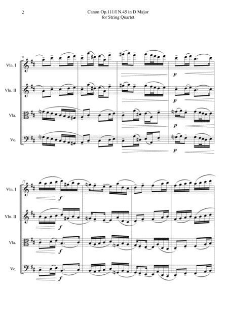 Canon Op 111 I N 45 In D Major For String Quartet Page 2
