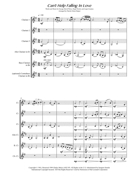 Cant Help Falling In Love For Clarinet Choir Page 2