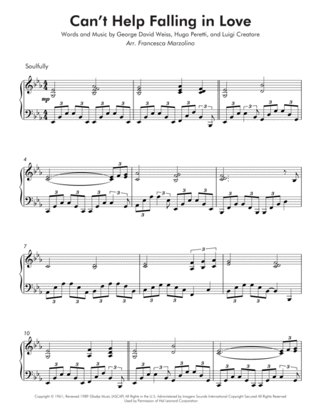 Cant Help Falling In Love Intermediate Piano Page 2