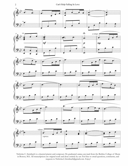 Cant Help Falling In Love Piano Page 2