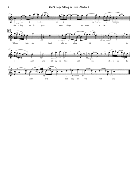 Cant Help Falling In Love String Quartet Page 2