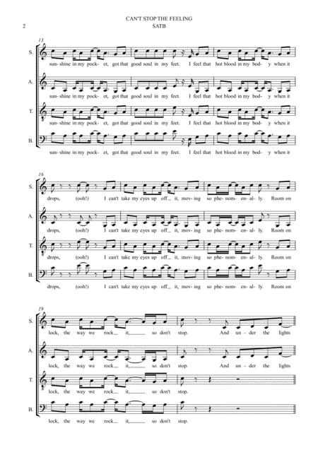 Cant Stop The Feeling An Energetic Satb Arrangement Page 2