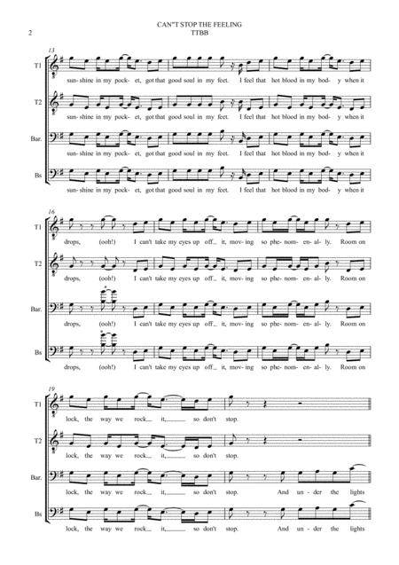 Cant Stop The Feeling An Energetic Ttbb Arrangement Page 2