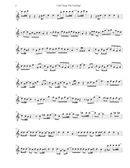 Cant Stop The Feeling Easy Key Of C Alto Sax Page 2