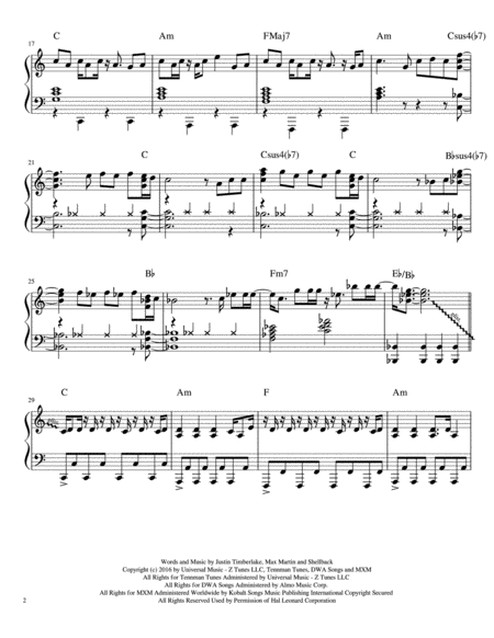 Cant Stop The Feeling From Trolls Piano Version Page 2